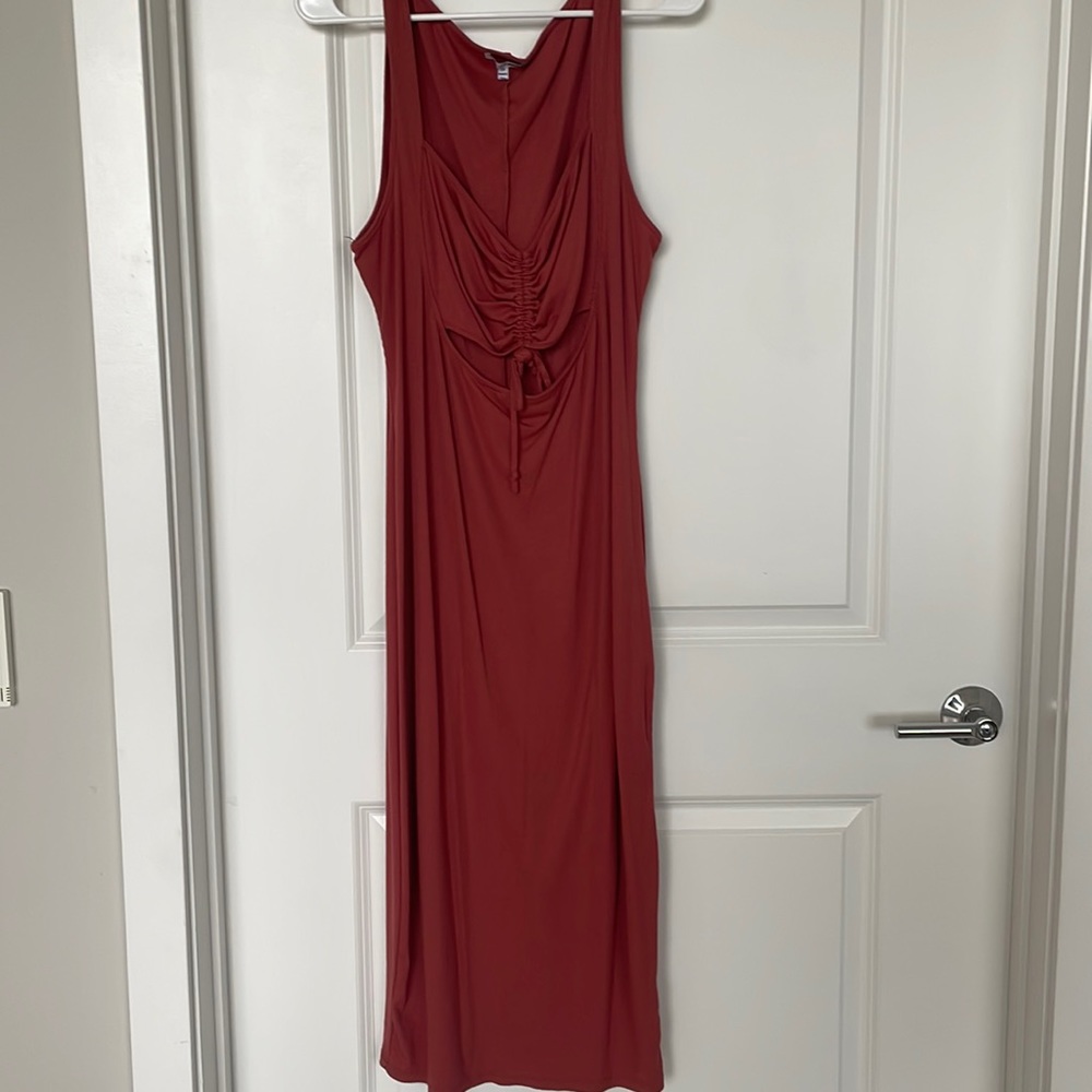 Ribbed Knit Dress with Front Cutout